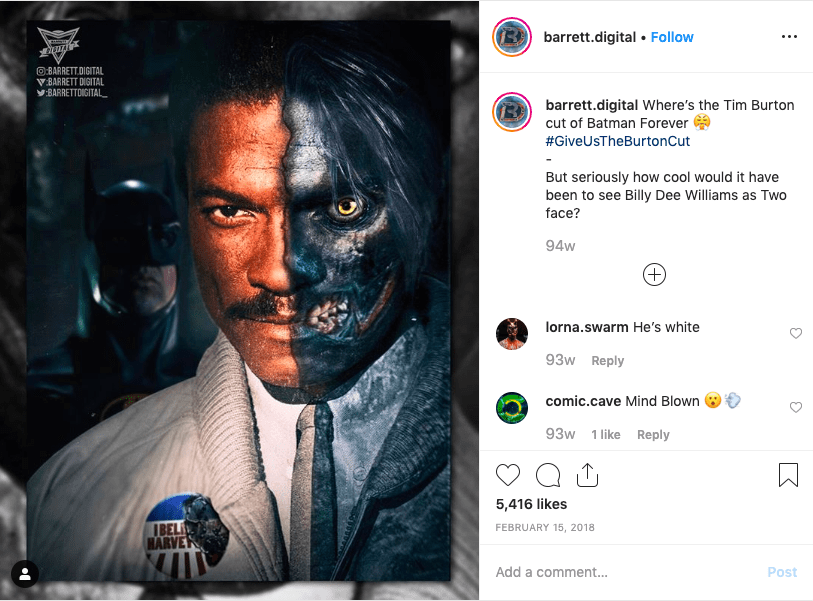 Billy Dee Williams, Harvey Dent, Fan Art