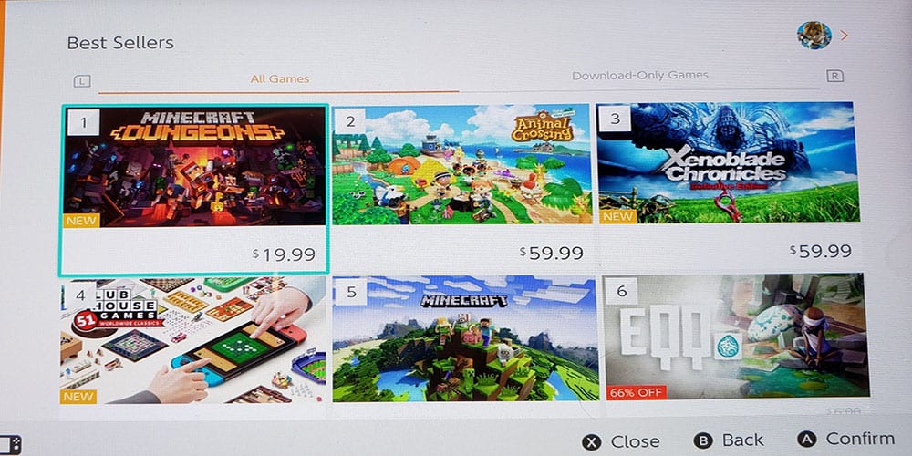 minecraft dungeons eshop sales