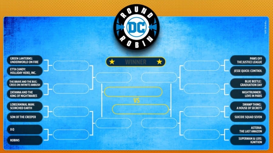 Vote for DC Series, Etta Candy, Green Lantern, Lobo, Animal Man, Superman, Harley Quinn, Suicide Squad, Blue Beetle, Swamp Thing, Ambush Bug, Zatanna, Creeper, Justice League Queer, Robins, Jessie Quick, Jimmy Olsen, Super Pets, Nightrunner, Asteria, Wonder Woman, DC Comics, Jason Todd Vote