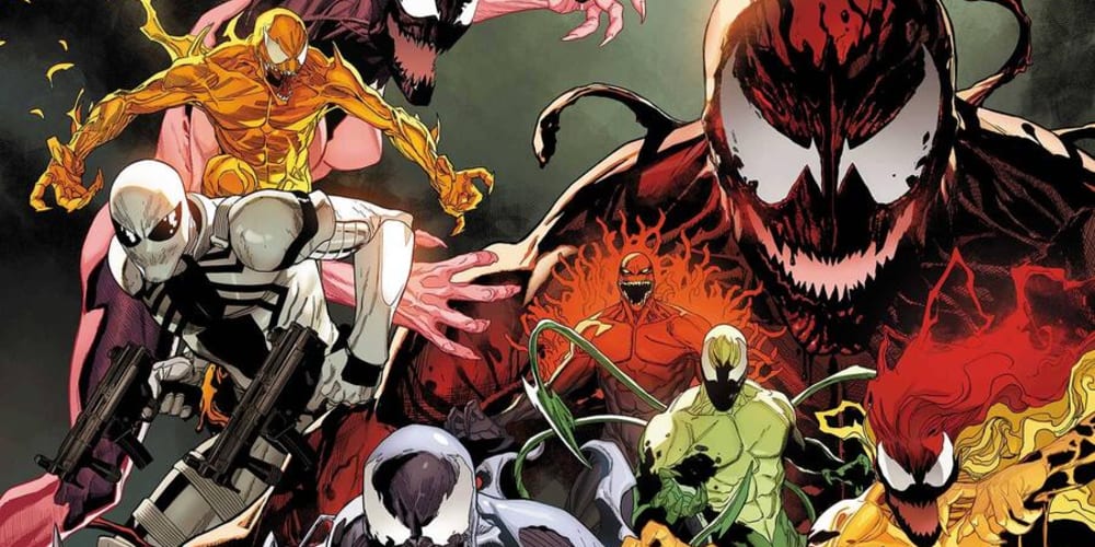 Marvel Event Extreme Carnage, Venom, Phage, Scream, Agent Venom, Eddie Brock, Flash Thompson, Spider-Man, Symbiotes, Life Foundation