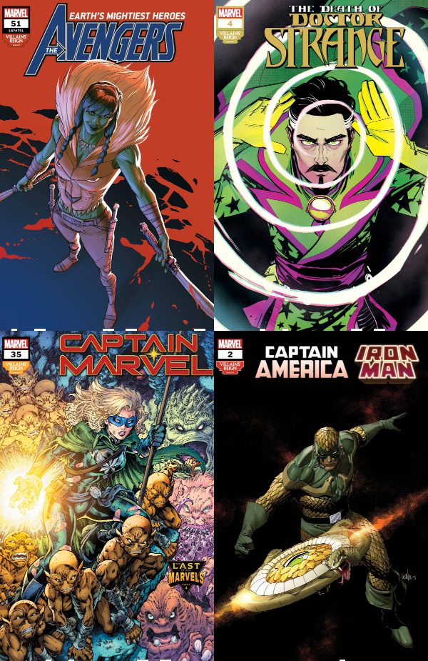 Marvel Villains’ Reign Variant Covers, Hulk, Kingpin, Thing, Death, Black Panther, Sabretooth, Mary Jane Watson, Nightmare, Captain America, Princess Python, Captain Marvel, Mole Man, Doctor Strange, the Ringmaster, She-Hulk, Kraven the Hunter, Devil’s Reign, Daredevil, Marvel Comics