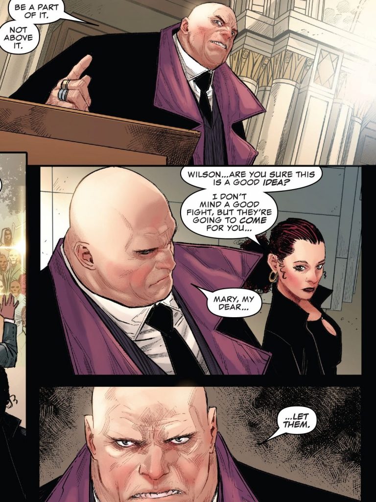 Kingpin Running for President, Wilson Fisk, Daredevil, Matt Murdock, Typhoid Mary, Luke Cage, Tony Stark, Iron Man, Devil's Reign, Marvel Comics, Lex Luther, Norman Osborne, Marvel Civil War, Dark Reign, The Initiative, Secret Avengers, Dark Avengers