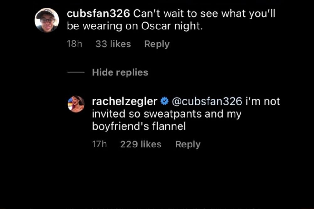 Rachel Zegler response on instagram