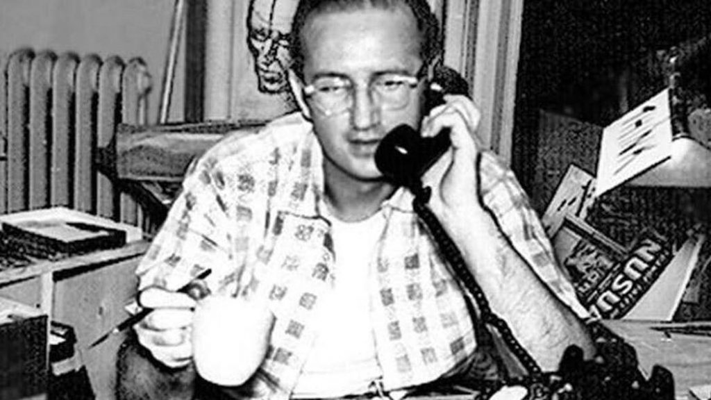 Steve Ditko on the phone at Marvel Comics