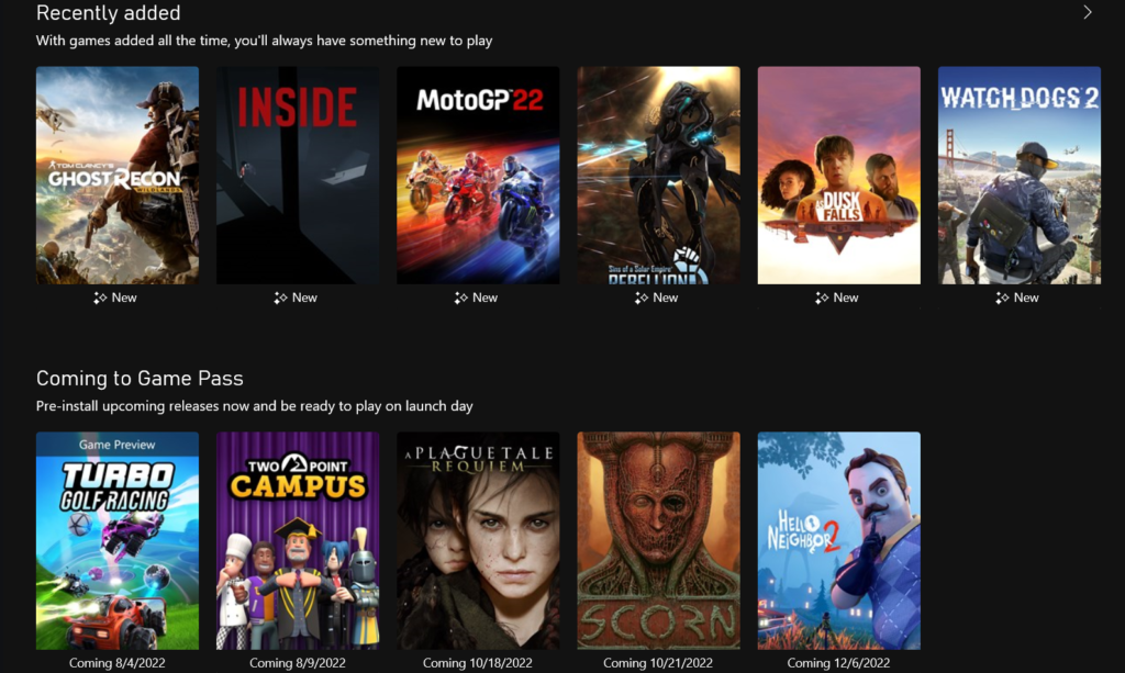 Complete Xbox Game Pass games list and the new August 2022 games