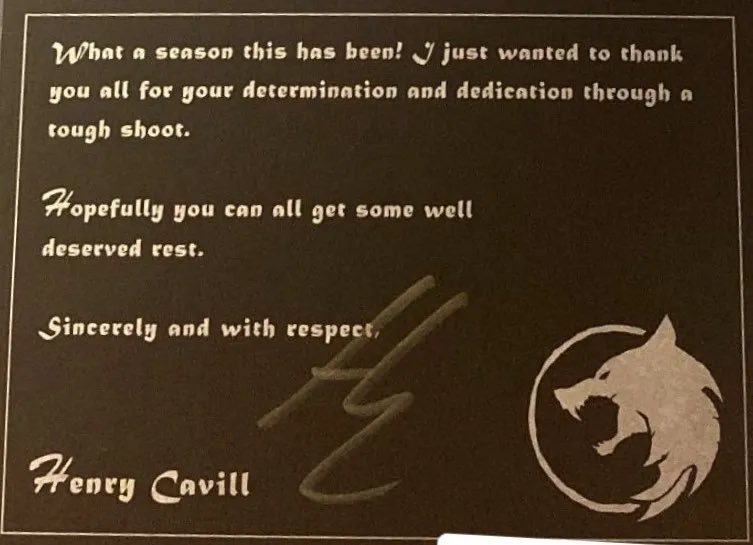 the witcher season 3 thank you letter from henry cavill