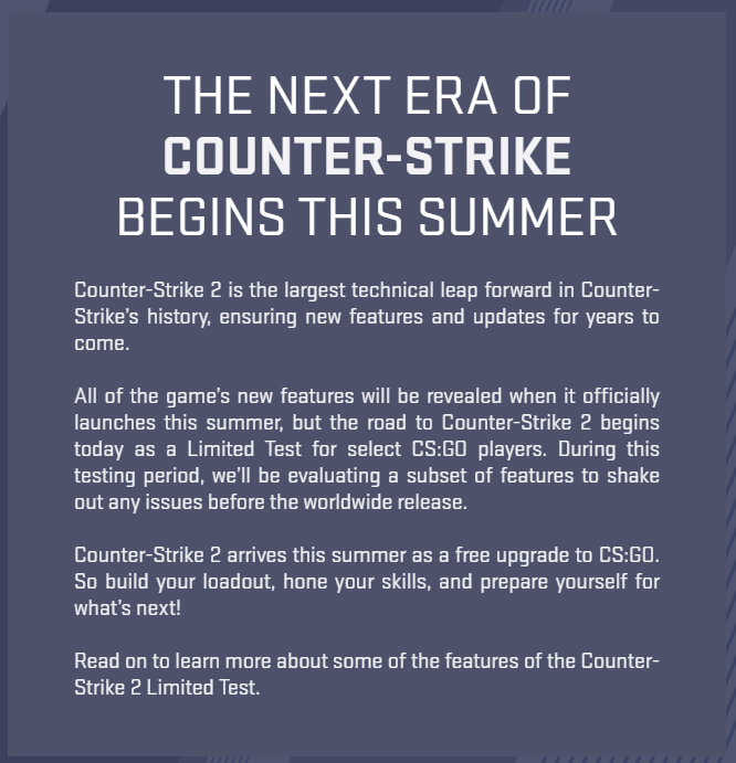 Counter-strike 2 limited test features