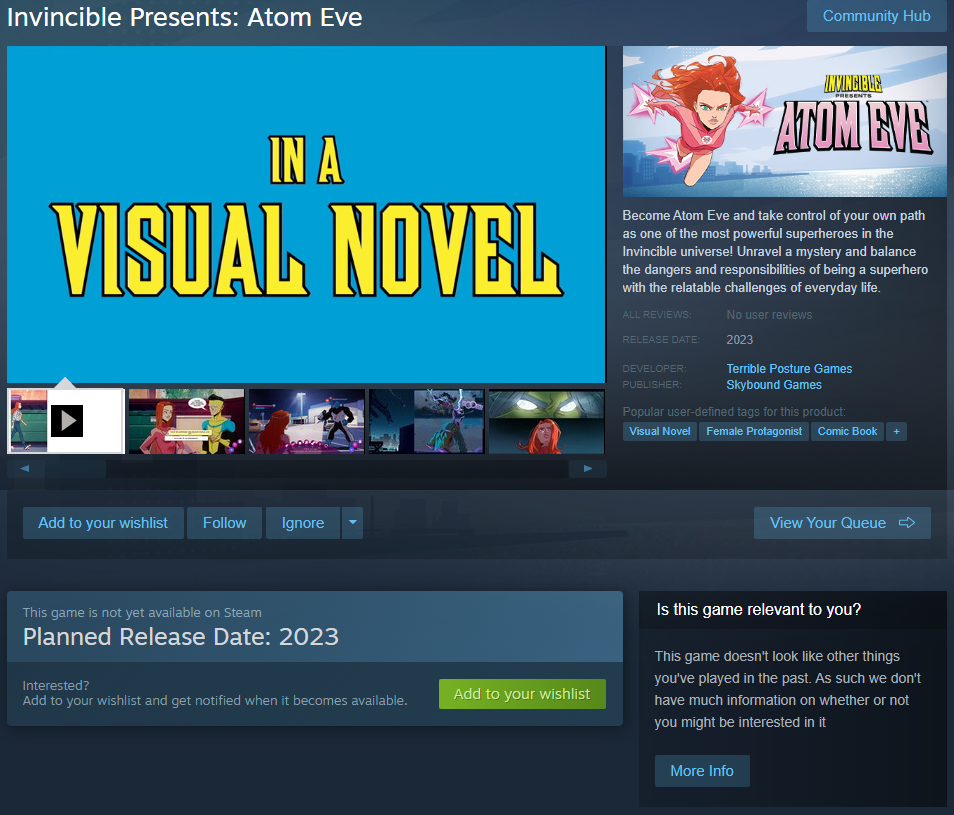 invincible presents: atom eve steam page